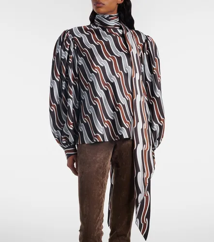 Printed tie-neck silk twill blouse - Gucci - Modalova