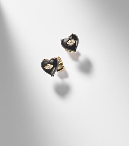 Orecchini in 14kt con diamanti e onice - Sydney Evan - Modalova