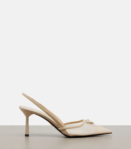 Slingback-Pumps aus Mesh mit Leder - Prada - Modalova