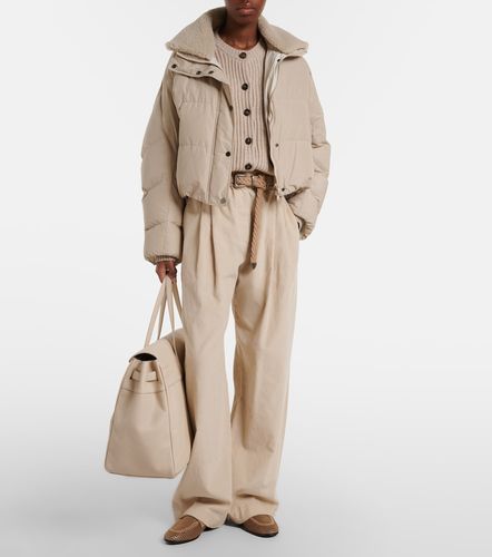 Shearling-trimmed cotton-blend down jacket - Brunello Cucinelli - Modalova
