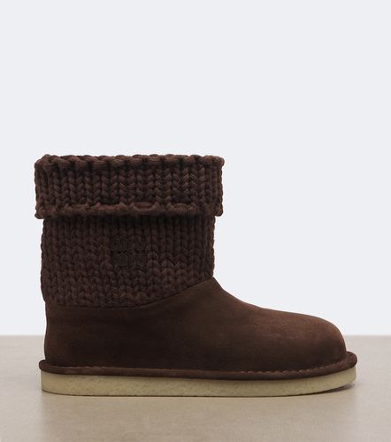 Stivaletti in suede e maglia - Miu Miu - Modalova