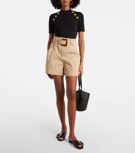 Shorts de gabardina de algodón con cinturón - Balmain - Modalova