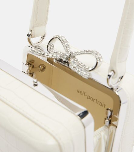 Micro croc-effect embellished leather tote bag - Self-Portrait - Modalova