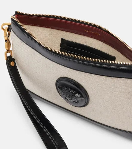 Riviere leather-trimmed canvas pouch - Versace - Modalova