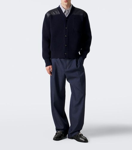 Cardigan in lana e cashmere con pelle - Bottega Veneta - Modalova