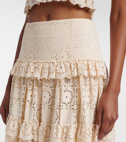 Gonna lunga in misto cotone e seta con pizzo - Elie Saab - Modalova