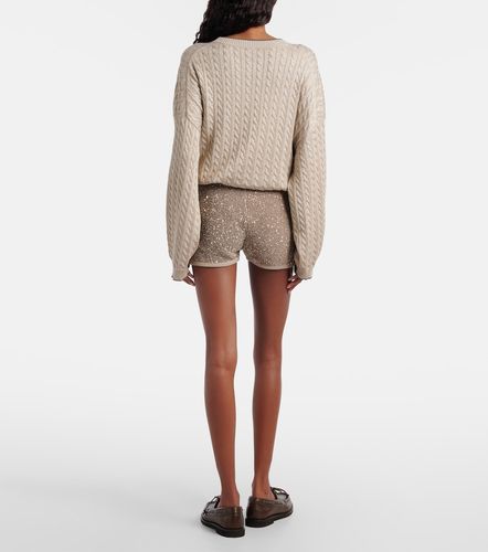 Shorts in cotone a coste con paillettes - Brunello Cucinelli - Modalova