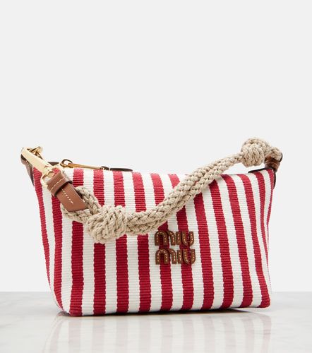 Striped leather-trimmed top-handle bag - Miu Miu - Modalova