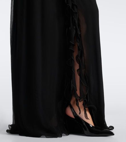 Floral-applique ruffled georgette gown - Blumarine - Modalova