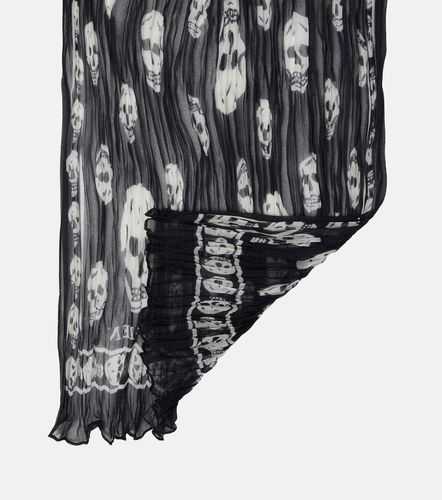 Sciarpa Skull in seta plissé - McQueen - Modalova
