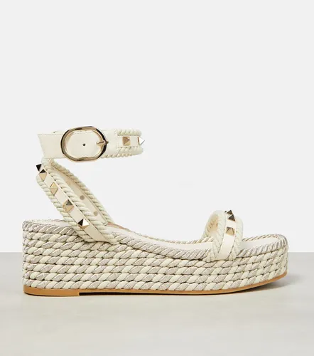Rockstud leather wedge espadrilles - Valentino Garavani - Modalova