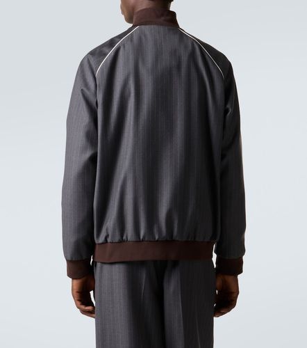 Logo pinstripe virgin wool track jacket - Miu Miu - Modalova