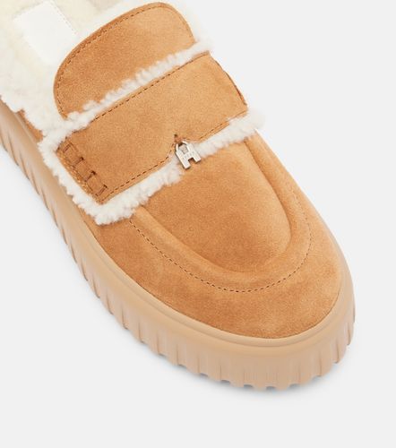 Shearling-trimmed suede slippers - Hogan - Modalova