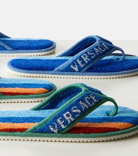 Slippers de rizo de algodón a rayas - Versace Home - Modalova