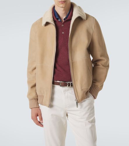 Shearling-lined suede bomber jacket - Brunello Cucinelli - Modalova