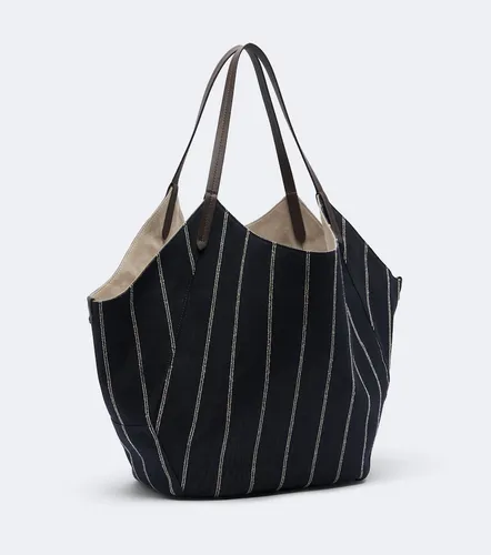 Borsa in canvas e suede con monile - Brunello Cucinelli - Modalova