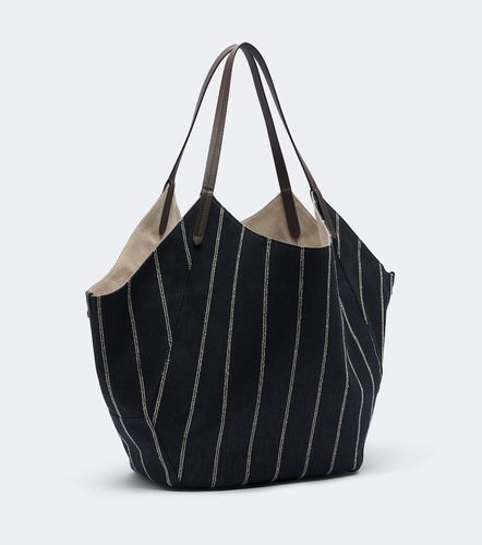 Monili striped canvas tote bag - Brunello Cucinelli - Modalova