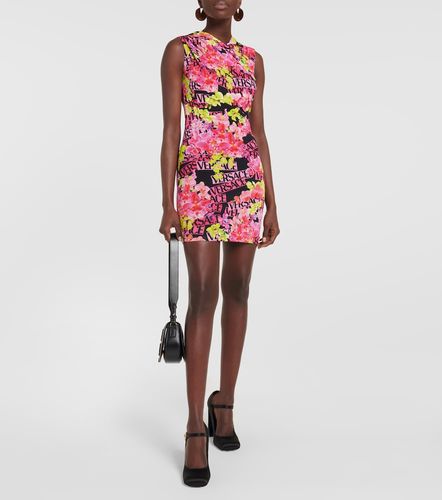 Miniabito in seta con stampa floreale - Versace - Modalova