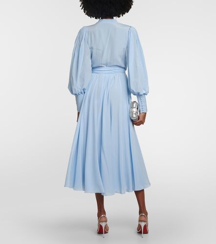 Vestido midi de seda drapeado - Costarellos - Modalova