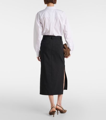 Gonna midi in lana e cotone a righe - Brunello Cucinelli - Modalova