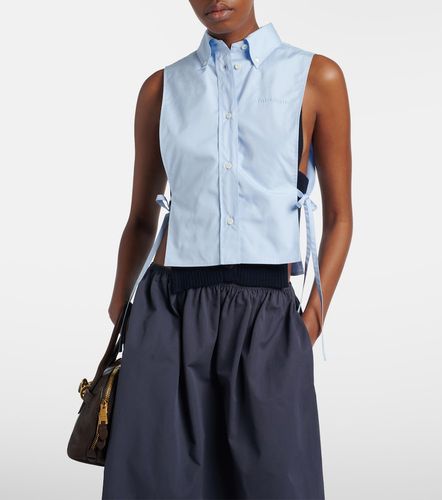 Camicia cropped in popeline di cotone - Miu Miu - Modalova