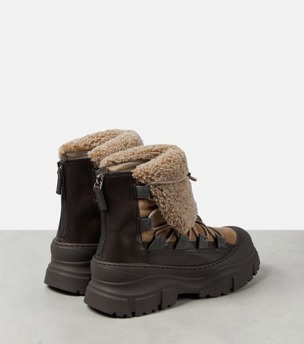 Stivaletti in suede foderati in shearling - Brunello Cucinelli - Modalova