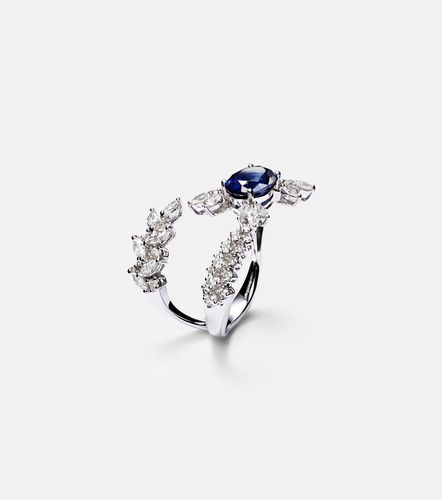 Reign Supreme 18kt white gold ring with diamonds and sapphire - Yeprem - Modalova
