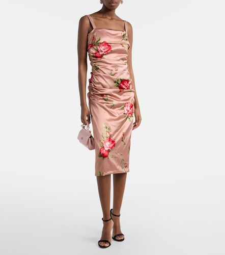 Vestido bustier de satén floral drapeado - Dolce&Gabbana - Modalova