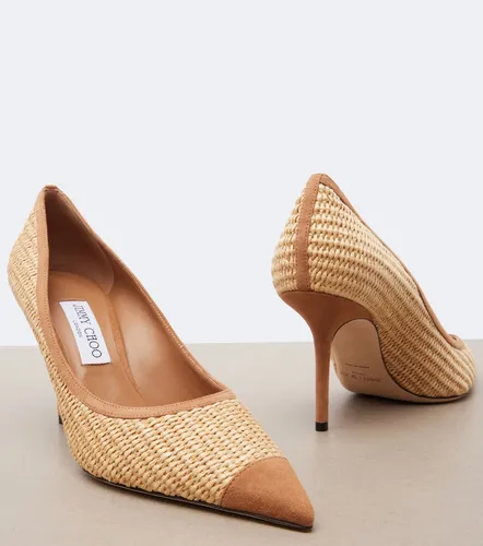 Love suede-trimmed raffia pumps - Jimmy Choo - Modalova
