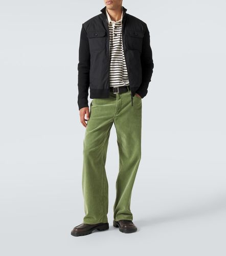 Virgin wool and suede zip-up down cardigan - Moncler - Modalova
