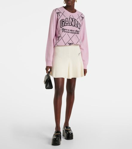 Logo intarsia wool-blend sweater - Ganni - Modalova