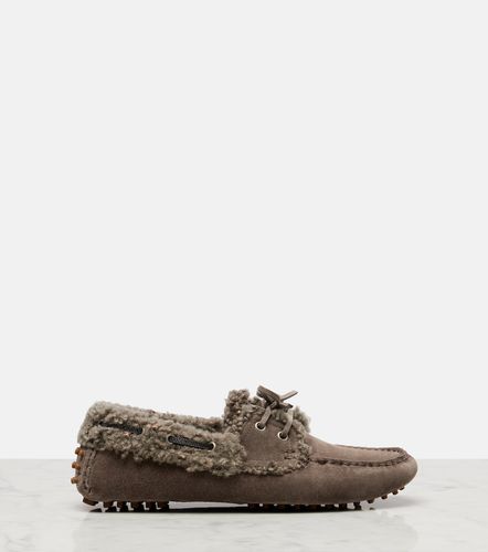Monili shearling-trimmed suede moccasins - Brunello Cucinelli - Modalova