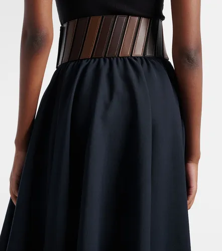 Leather-trimmed wool midi skirt - Alaia - Modalova