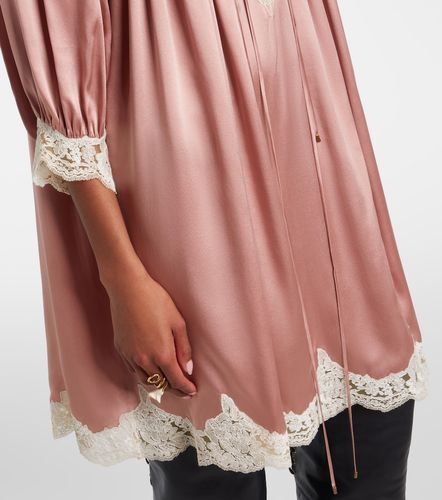 Chloé Vestido corto de satén de seda con encaje - Chloe - Modalova