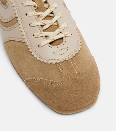 Leather-trimmed suede sneakers - Dries Van Noten - Modalova