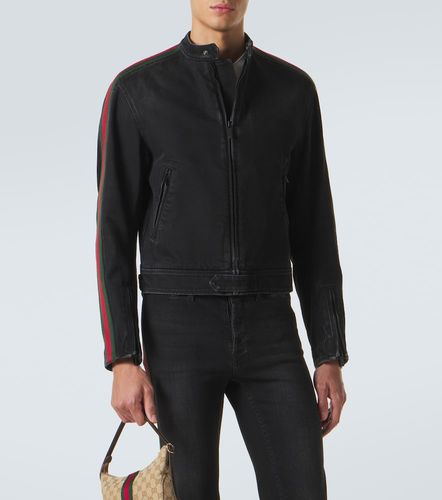 Giacca biker di jeans Web Stripe - Gucci - Modalova
