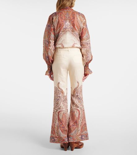 Pantalones flared de lino con paisley - Zimmermann - Modalova