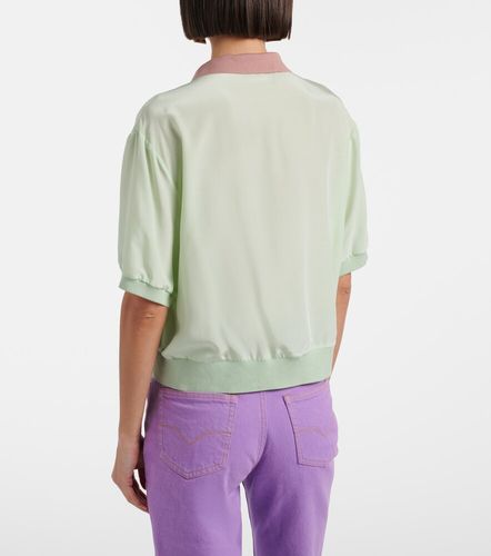 Camicia cropped in popeline di seta - Versace - Modalova
