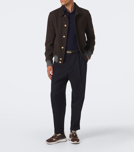 Leather-trimmed suede sneakers - Brunello Cucinelli - Modalova