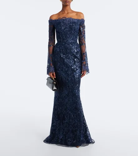 Sequined off-shoulder lace bustier gown - Elie Saab - Modalova