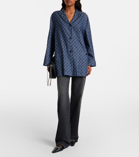 Camisa de jacquard GG de denim - Gucci - Modalova