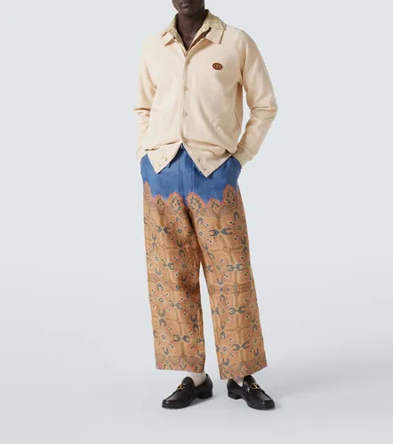 Printed linen wide-leg pants - Valentino - Modalova