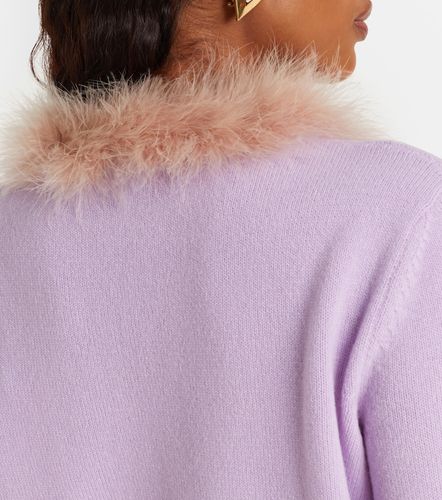 Feather-trimmed virgin wool cardigan - Valentino - Modalova