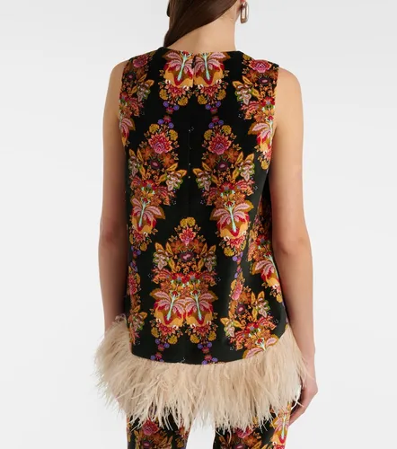 La Scala feather-trimmed cotton top - La DoubleJ - Modalova