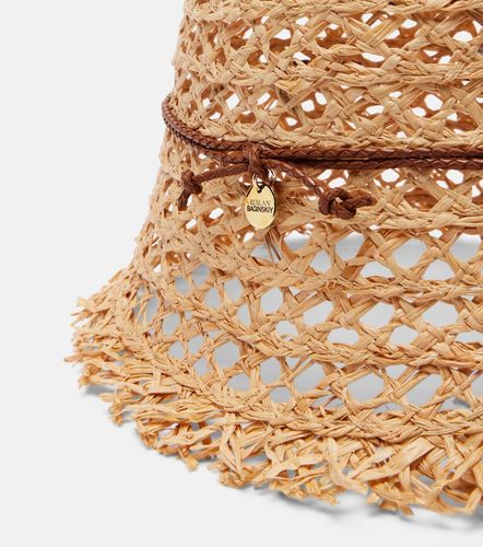 Leather-trimmed straw bucket hat - Ruslan Baginskiy - Modalova