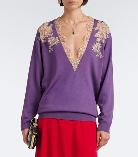 Pullover aus Schurwolle mit Spitze - Valentino - Modalova