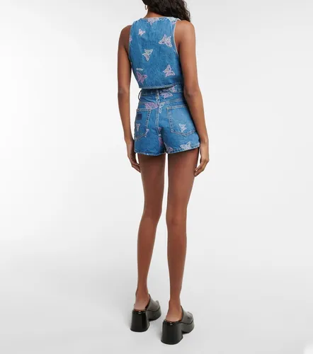 Ganni Embroidered denim crop top - Ganni - Modalova