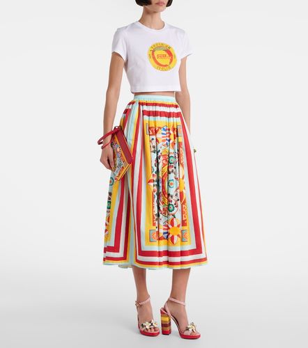 Camiseta cropped de algodón estampada - Dolce&Gabbana - Modalova