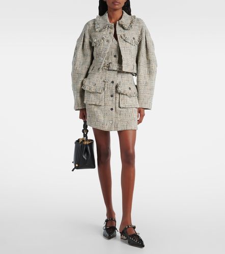 Chaqueta cropped de tweed de algodón - Ganni - Modalova