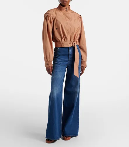 Gathered belted cotton poplin jacket - Chloe - Modalova